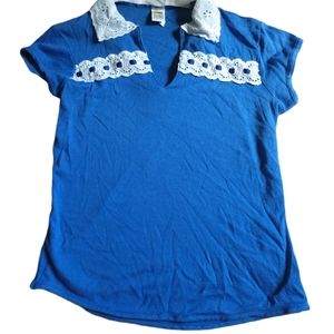 Vintage 70s Mister Marty of California blue lace shirt